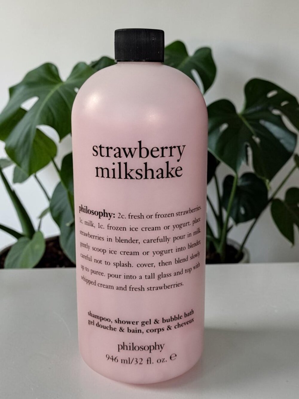 Philosophy Strawberry Milkshake Shampoo, Shower Gel & Bubble Bath 32 Oz New
